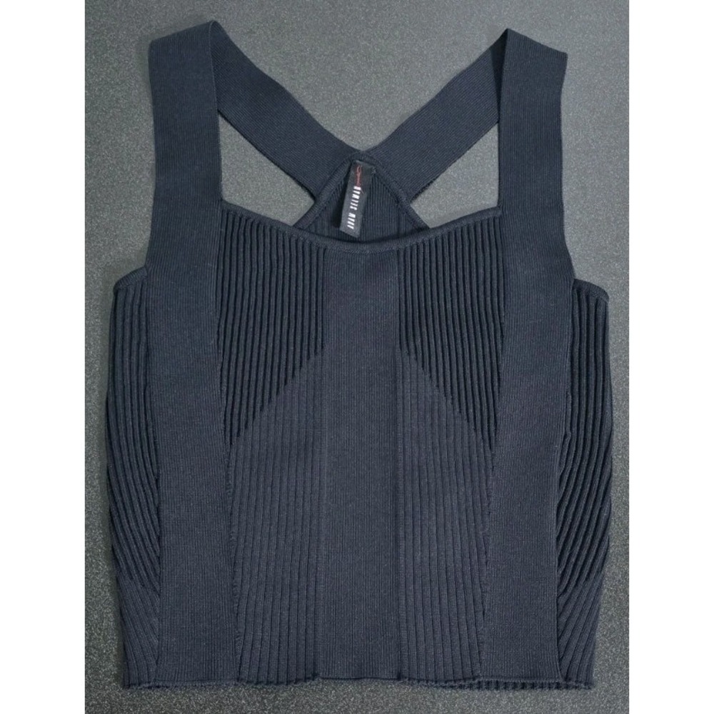 NEW Adam Selman Sport Women Black Sleeveless Crop Top Ribbed Tank Stretch Active